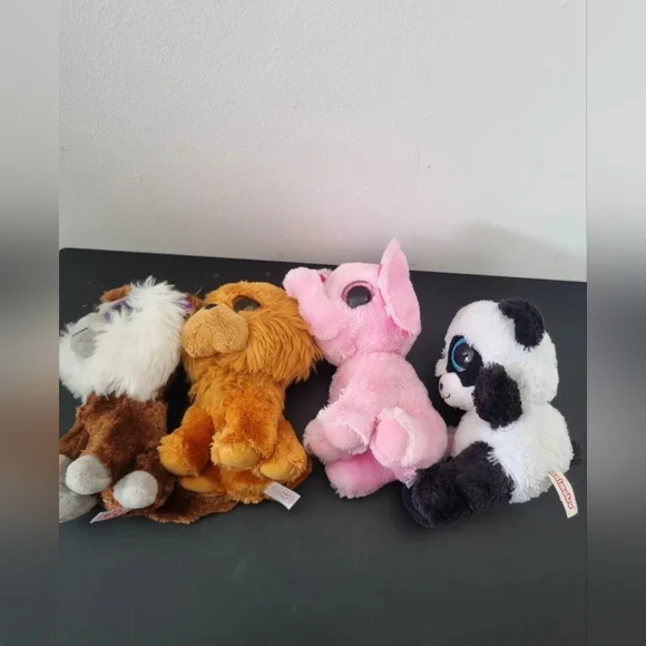 4 x ty soft toys 1 x animotsu monkey dog elephant panda 6" bundle - Picture 2 of 5